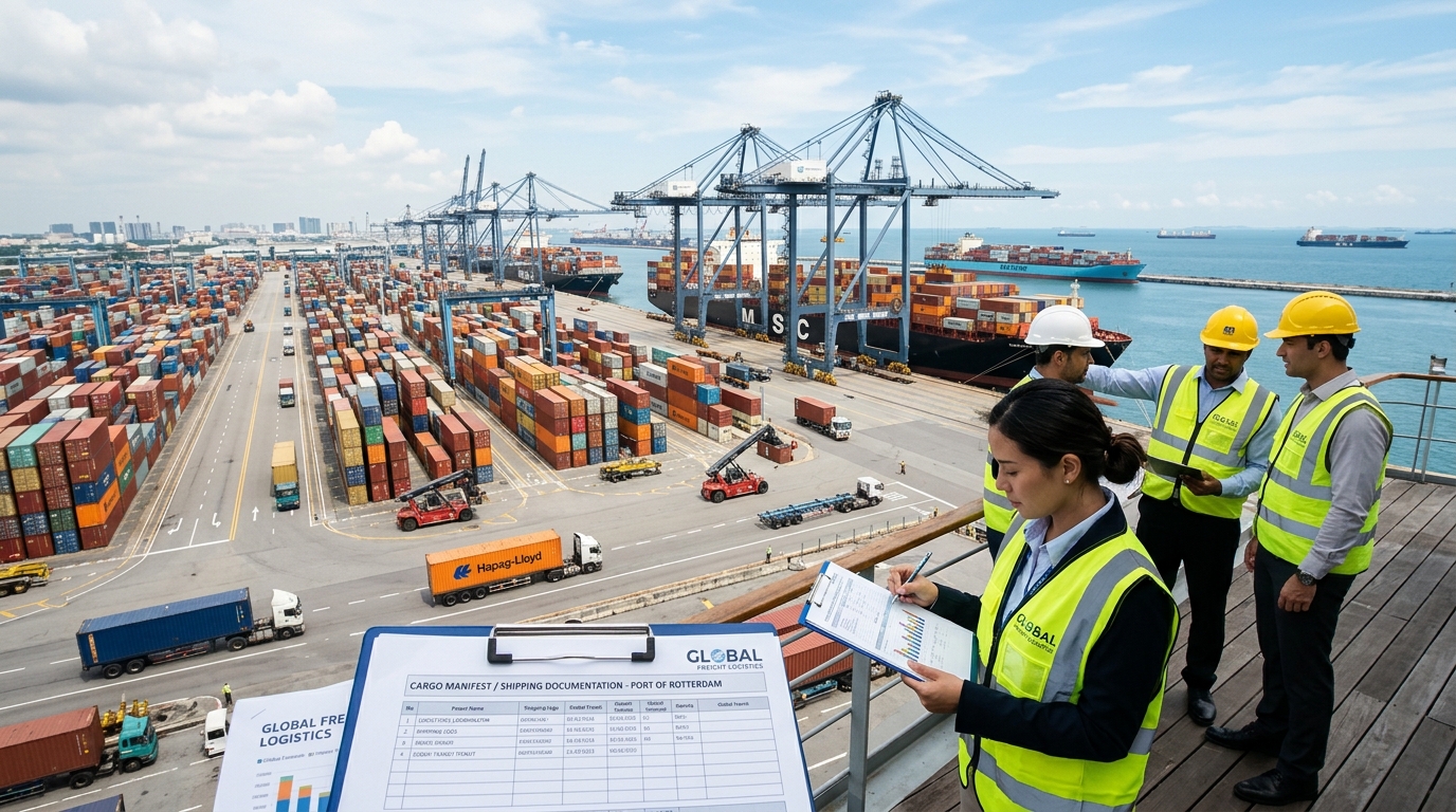 Freight forwarding documents for international shipping and global cargo logistics