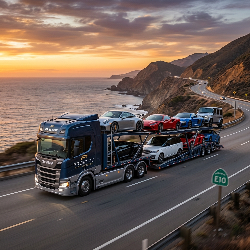 Professional car shipping across country on a multi-car carrier